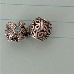 Pandora Silver Charm Beads with Blue Accent